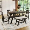 6 PCS Counter Height Dining Set, Dining Table with Storage Shelf, Upholstered Chair and Bench with Rubberwood Frame and Cushion-Coolbibila - 3 of 4