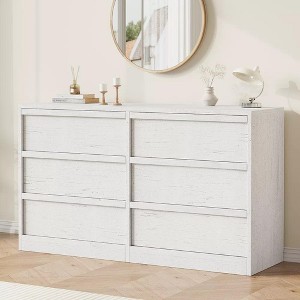 Whizmax Wooden Double Dresser Organizer with Storage, 6 Drawer Dresser for Bedroom, Modern Chest of Drawers for Bedroom, Living Room White - 1 of 4