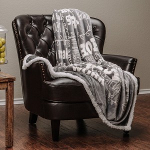 Chanasya Hope Faith Gift Throw Blanket with Reverse Faux Shearling - 1 of 4