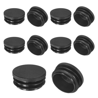 Unique Bargains Round Plastic Hole Plugs Patio Chairs Fences Metal Tubing Leg Cap Black