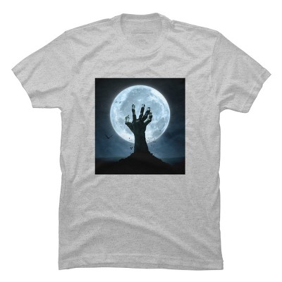 Men's Design By Humans Halloween! Zombie Hand Reaching from Grave T-Shirt By EBCD T-Shirt