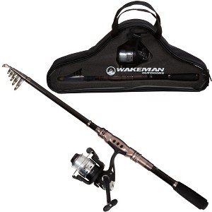 Leisure Sports Fishing Combo With 78-in Telescopic Rod, Size 20 Spinning Reel, Monofilament Line, and Carrying Bag - Black/Silver - 1 of 4
