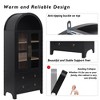 71" Tall Arched Kitchen Pantry Cabinet with 2 Drawers, Adjustable Shelves, Glass Doors, Storage Cupboard for Dining Room, Living Room, or Kitchen - 3 of 4