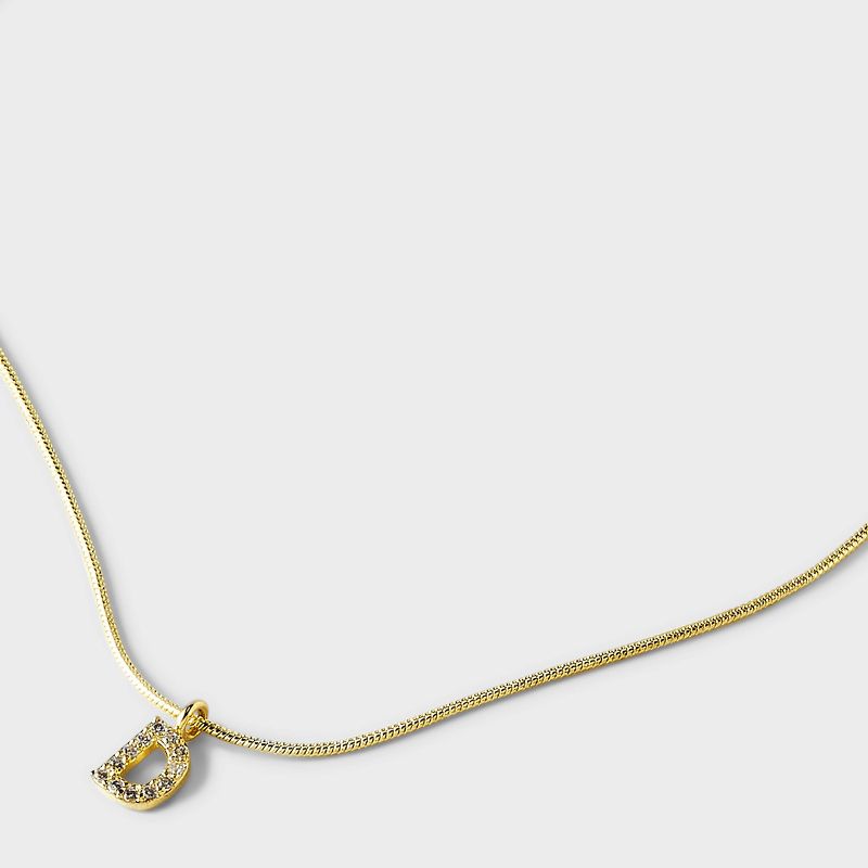 14K Gold Dipped Cubic Zirconia Initial Round Snake Chain Necklace - A New Day™ Gold, 4 of 5