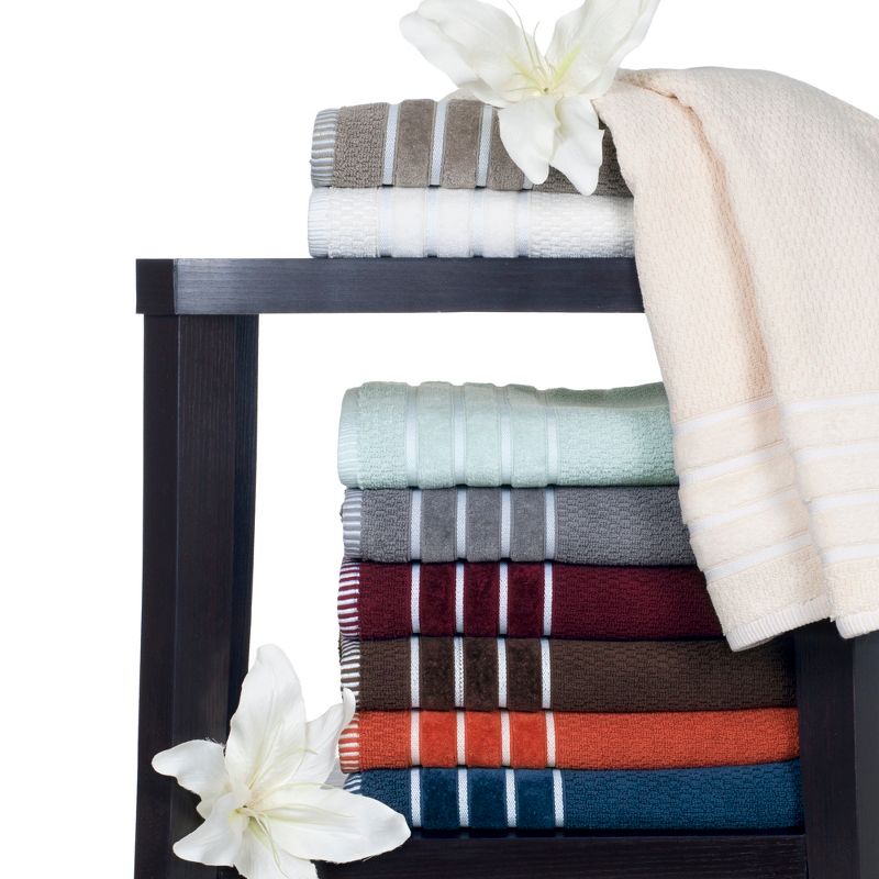 Combed Cotton Towel Set- Rice Weave 100% Combed Cotton 6 Piece Set With 2 Bath Towels, 2 Hand Towels and 2 Washcloths by Hastings Home- Seafoam, 3 of 6