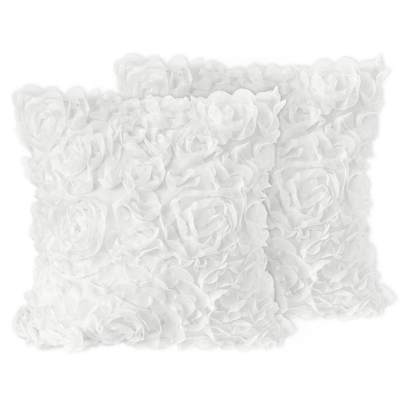 Set of 2 Rose Decorative Accent Kids&#39; Throw Pillows White - Sweet Jojo Designs, 1 of 5