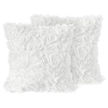 Set of 2 Rose Decorative Accent Kids' Throw Pillows White - Sweet Jojo Designs