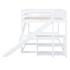 CAVINAS Twin over Twin Bunk Bed Pine Bed Frame with Desk, 2 Drawers, Slide and Storage Stair for Bedroom - 3 of 4