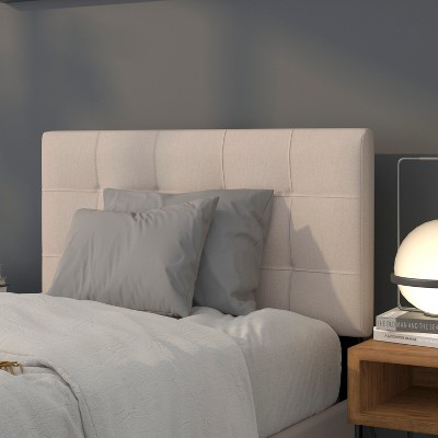 Beige Twin Quilted Tufted Upholstered Headboard with Metal Legs