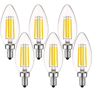 Luxrite Vintage Candelabra LED Bulb 60W Equivalent, 550 Lumens, 4000K Cool White, LED Chandelier Light Bulbs 5W, Dimmable, UL Listed, E12 Base 6 Pack - 1 of 4