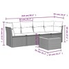 vidaXL Patio Sofa Set with Cushions Outdoor Furniture 5 Piece Poly Rattan - Gray - 3 of 4