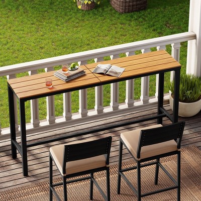 Crestlive Products Outdoor Bar Table Rectangle Patio Counter Height Table with Waterproof Top and Sturdy Metal Frame
