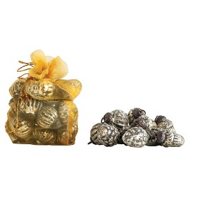 Storied Home Embossed Mercury Glass Ornaments in Organza Bag, Distressed Gray, Set of 36 - 1 of 2