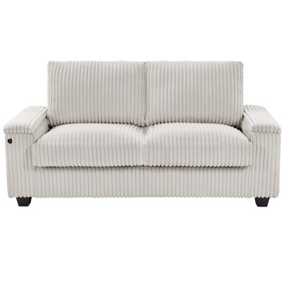 NicBex 71 Inch Loveseat Sofa with Storage Armrest Upholstered Corduroy Fabric 2 Seater Couch with Side Pockets for Living Room