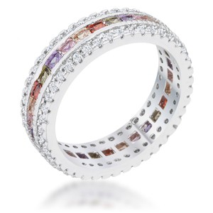 Slickblue Multicolor 1.75ct CZ Classic Eternity Band Ring for Women, Rhodium-Plated, Available in Sizes 5-10 - 1 of 4