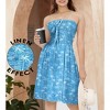LA LEELA Women's House Daily Routine Evening Wear Boho Backless Smocked Mini Flowy Dress Tube Top Strapless Dresses for Women One Size Trees, Blue - 2 of 4