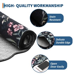 Floral Irregular Edge Carpet Indoor Non Slip Washable Boho Vintage Entry Rug Low Pile Throw Rugs for Entryway - 1 of 4