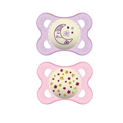Image of MAM Glow in the dark Night Pacifier 0-6m - 2pk - Pink
