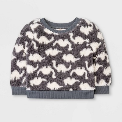 Baby Girls' Dino Cozy Sweatshirt - Cat & Jack™ Gray 12M