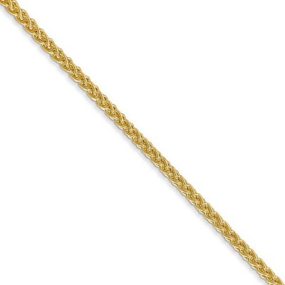 Black Bow Jewelry 2mm, 14k Yellow Gold, Hollow Wheat Chain Necklace