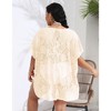 Coolmee Women Summer Plus Size Sexy Crochet Sheer Floral Beach Dress Bathing Suit Swim Coverup Mini Dress - 2 of 4