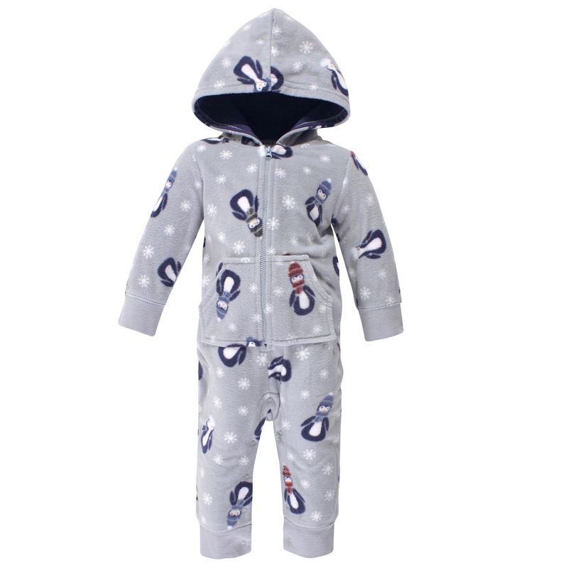 Hudson Baby Infant Boy Fleece Jumpsuits, Coveralls, and Playsuits 2pk, Blue Penguin, 3 of 5