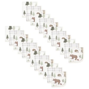 Hudson Baby 24Pc Cotton Muslin Washcloths, Forest Animals, One Size - 1 of 2