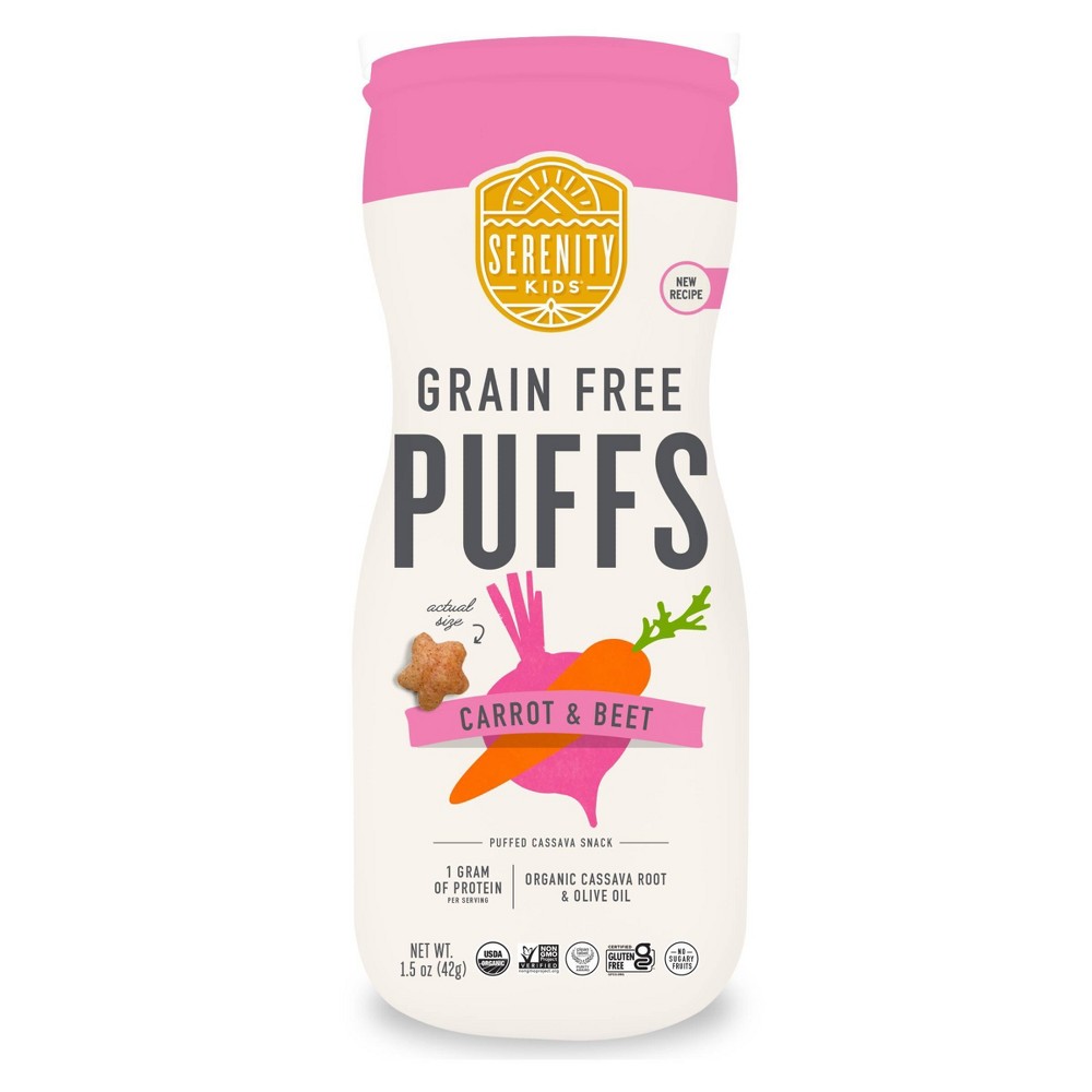 Serenity Kids Carrot & Beet Grain Free Puffs Baby & Toddler Snacks - 1.5oz