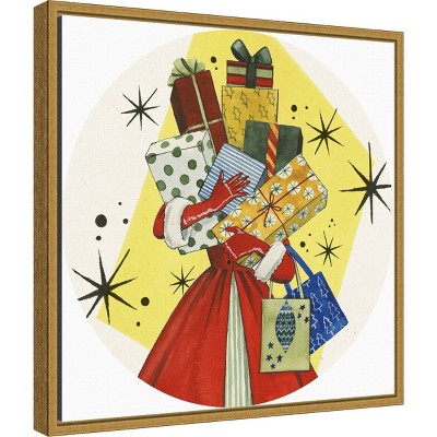 Vintage Christmas Gifts Red and Yellow Canvas Print