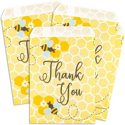 Sparkle and Bash 100-Pack Bee Party Favor Paper, Small Gift Bags, Paper Treat Bags for Baby Shower (Yellow, 5x7 in)