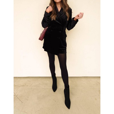 Women's Velvet Blazer-style Romper - SKIES ARE BLUE