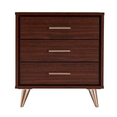 Oren Modern Bedside Table w/ Drawers - HF6843 - Brown - SEI