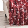 Plazatex Red Reindeer All Season Plush Decorative Christmas Throw Blanket 50" X 60" Red - 3 of 4