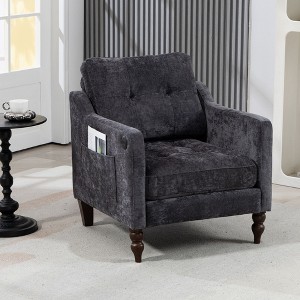 CAVINAS Accent Chenille Single Sofa with USB Charging Port,Indoor Couch with Ergonomic Backrest and Wooden Legs,Modern Sofa for Living Room - 1 of 4
