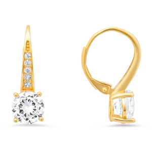 Sterling Silver Graduating CZ Leverback Earrings - 1 of 2