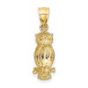 Black Bow Jewelry 14k Yellow Gold Satin & Diamond Cut Owl Pendant, 8mm (5/16 inch) - 3 of 4