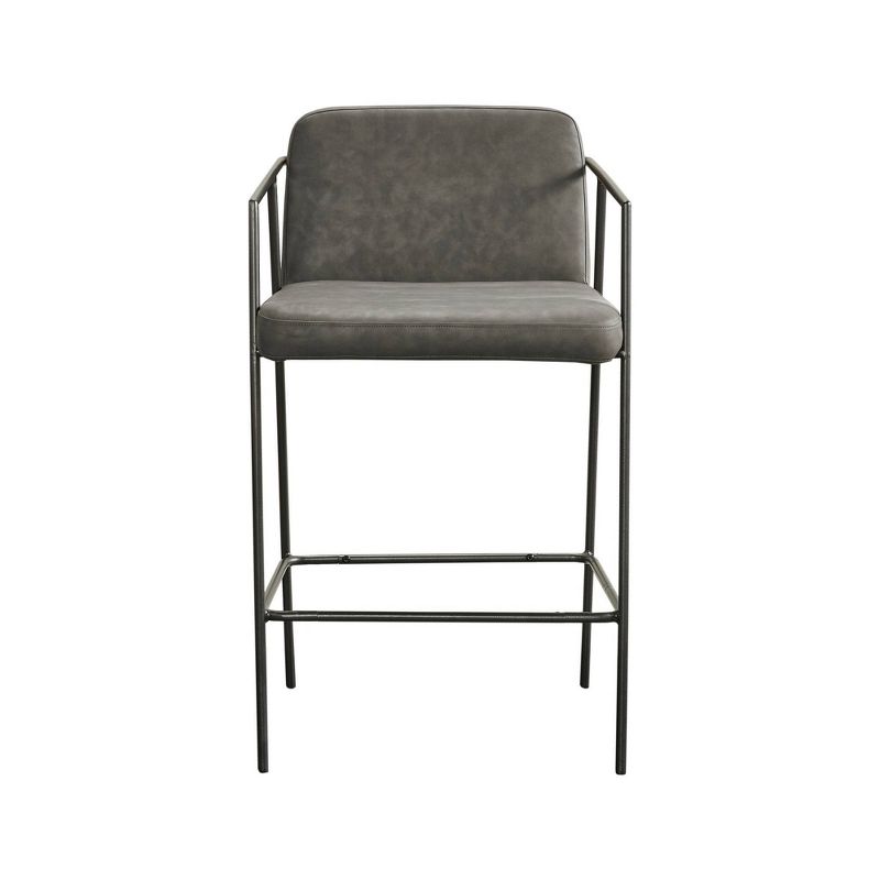 Burke Faux Leather Counter Height Barstool with Metal Frame Brown - Madison Park, 1 of 10