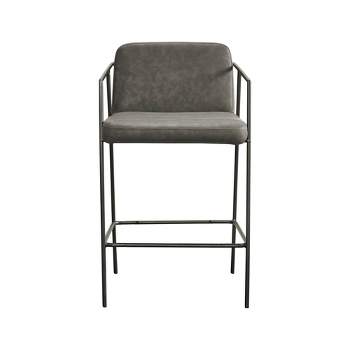 Burke Faux Leather Counter Height Barstool with Metal Frame Brown - Madison Park