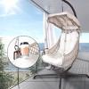 Outdoor Patio Cushion Swing Egg Chair,Indoor Bedroom Hanging Chair with Cup Holder and Stand,PE Wicker Rattan Balcony Hammock Chair-Coolbibila - 3 of 4
