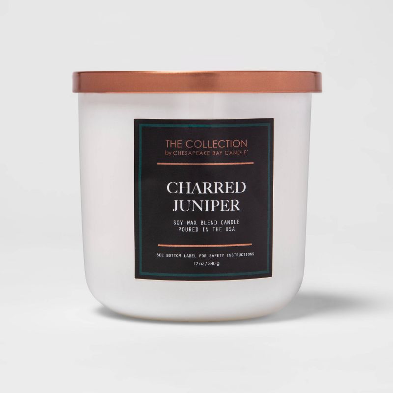 2-Wick White Glass Charred Juniper Lidded Jar Candle 12oz - The Collection by Chesapeake Bay Candle, 1 of 6