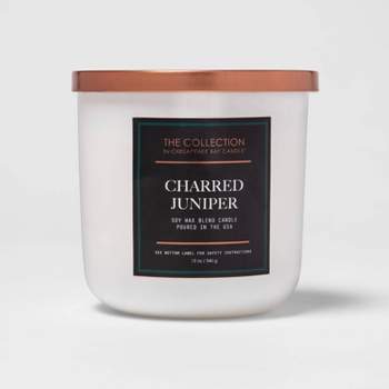 2-Wick White Glass Charred Juniper Lidded Jar Candle 12oz - The Collection by Chesapeake Bay Candle