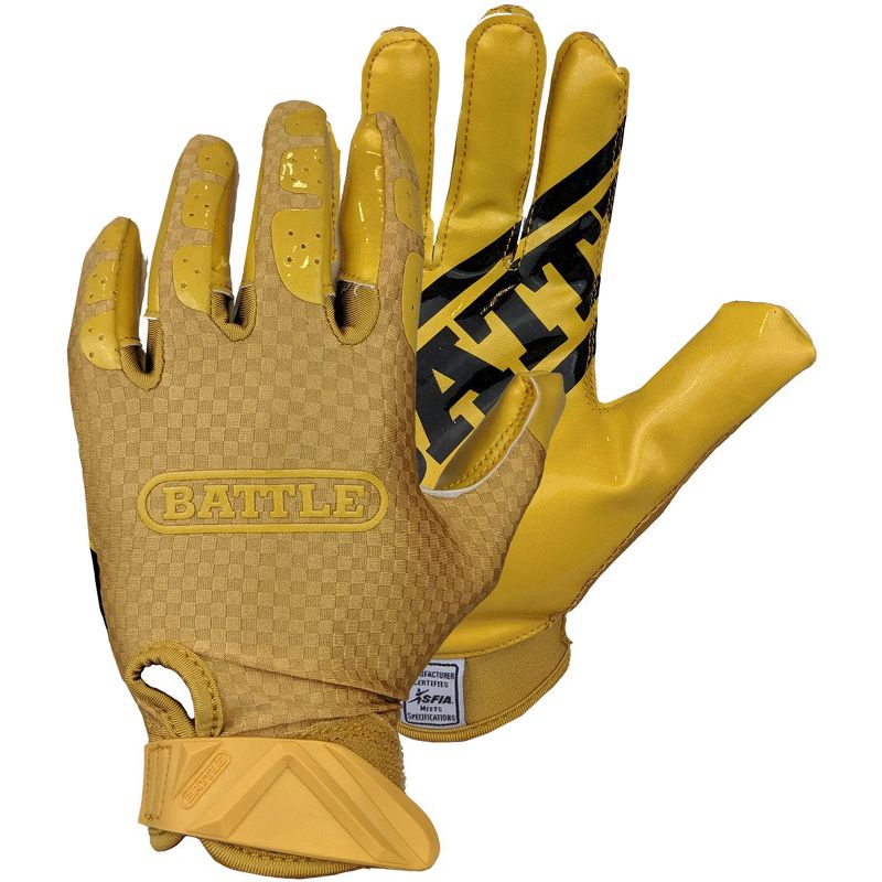 Battle Sports Triple Threat Football Receiver Gloves - Gold, 1 of 2