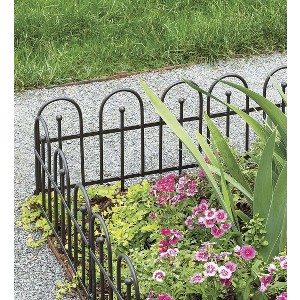 Plow & Hearth - Pewter Wrought Iron Fence - Outdoor Garden Edging with Decorative Design - 1 of 4