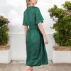 Anna-Kaci Women's Polka Dot Midi Dress with Front Tie Detail Short Sleeves and Button Front Design for a Flattering Fit - 3 of 4