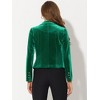 INSPIRE CHIC Women's 1 Button Lapel Collar Business Office Crop Suit Velvet Blazer - 4 of 4