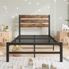Black - Large Vintage Bed Frame,Metal Bed Frame With Headboard, Platform Bedframe With Storage, No Box Spring Needed,Mattress Foundation Noise-Free - 2 of 4