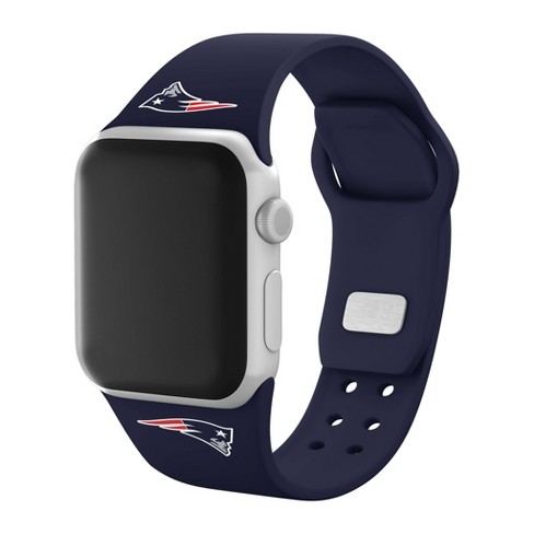 Nfl New England Patriots Apple Watch Compatible Silicone Band 42/44/45mm -  Blue : Target