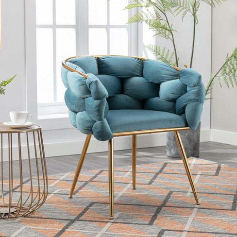 Blue velvet deals tufted chair