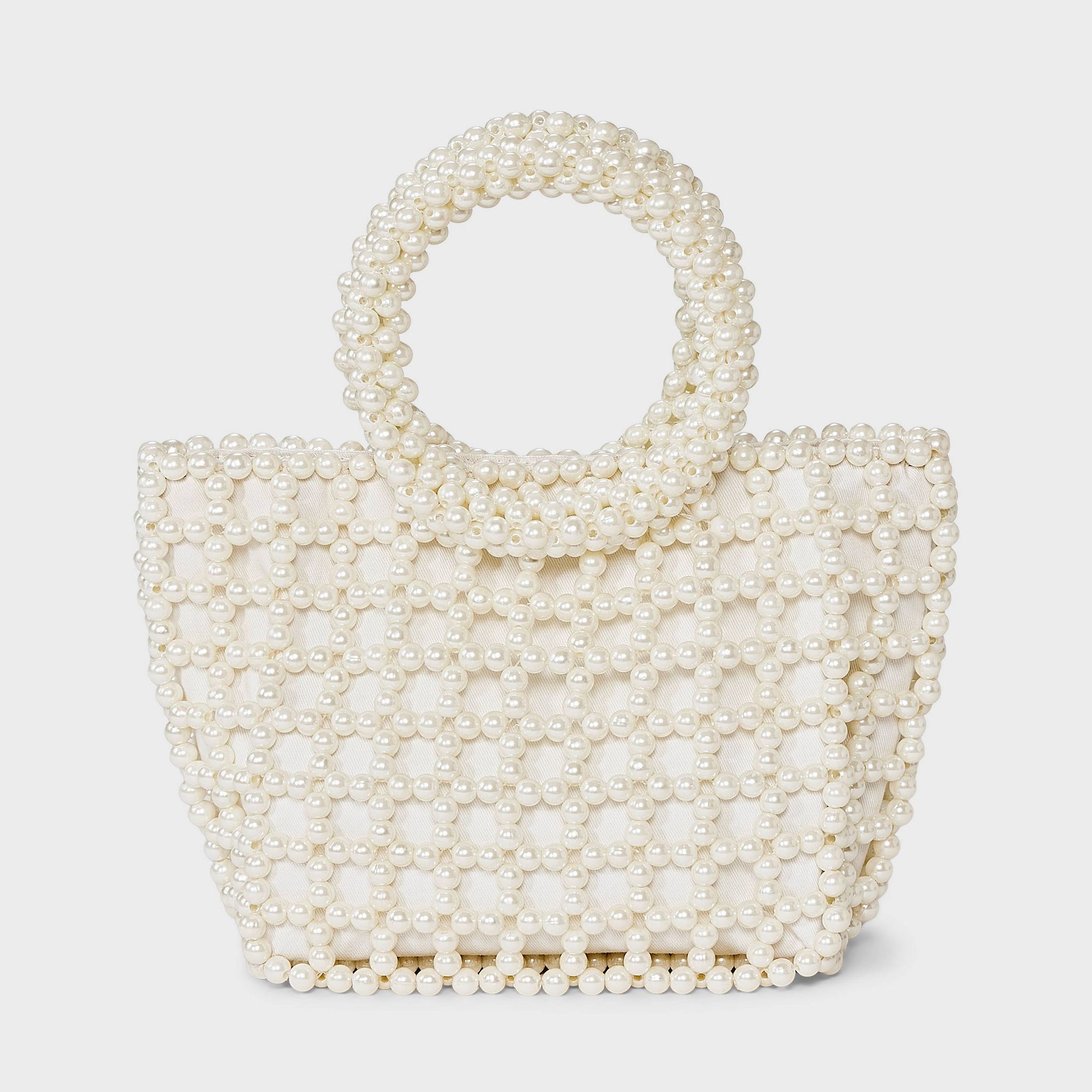 Mini Pearl Beaded Bucket Bag - A New Day™ Ivory