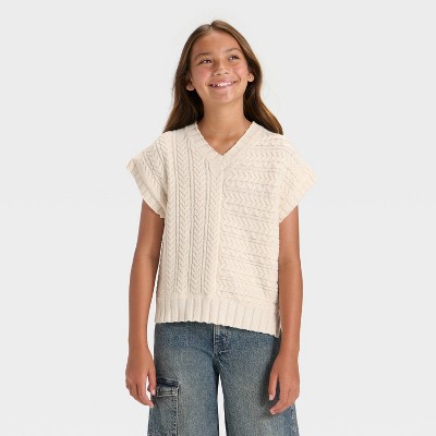 Girls' Cable Knit Pullover Sweater - art class™
